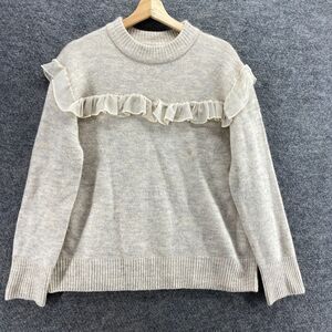 Antwelth Sweater Pullover Women L Large Gray Knit Wool Crew Neck Long Sleeve